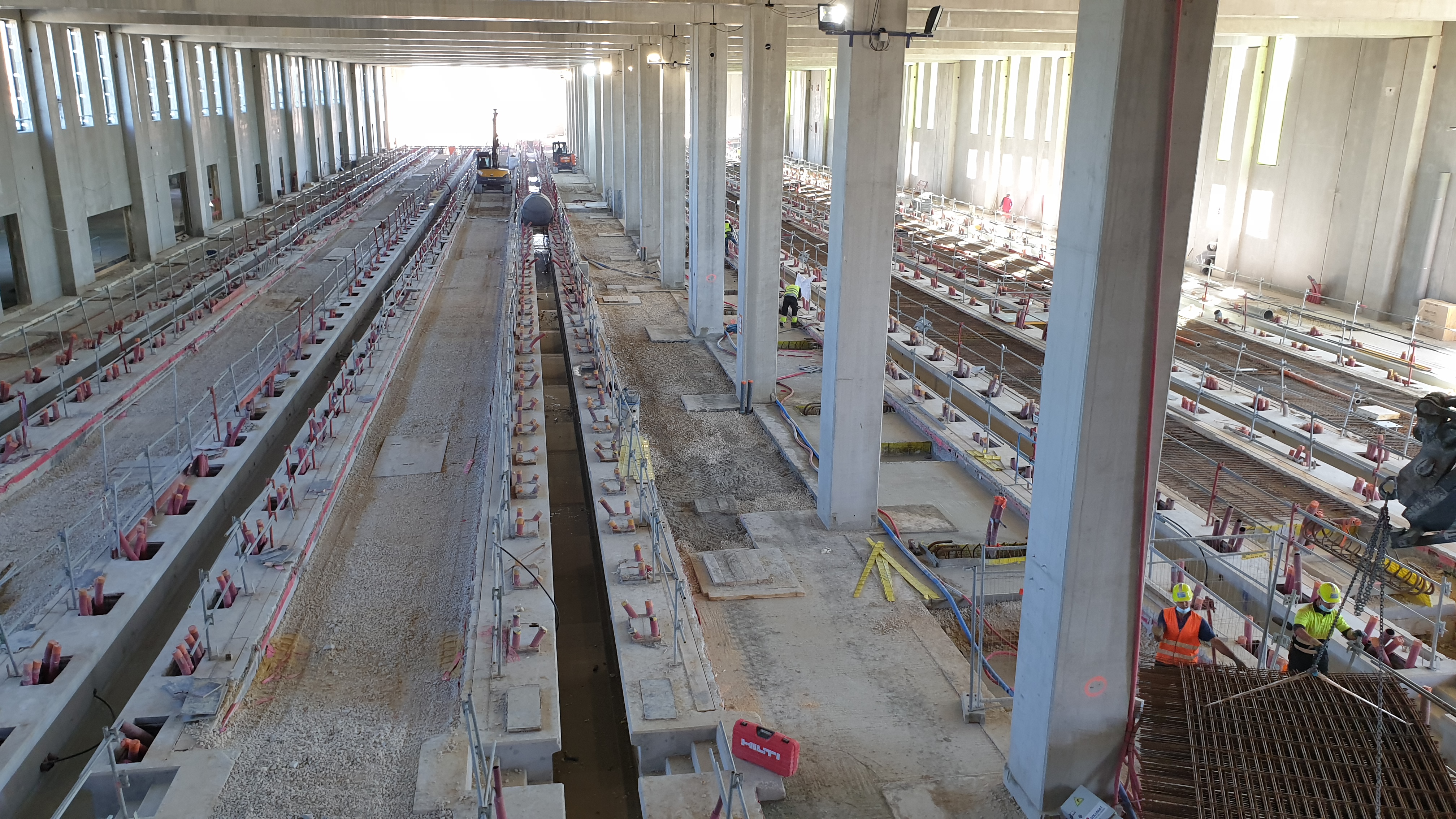 Photo des travaux du hall de maintenance du SMR de Morangis, en septembre 2020