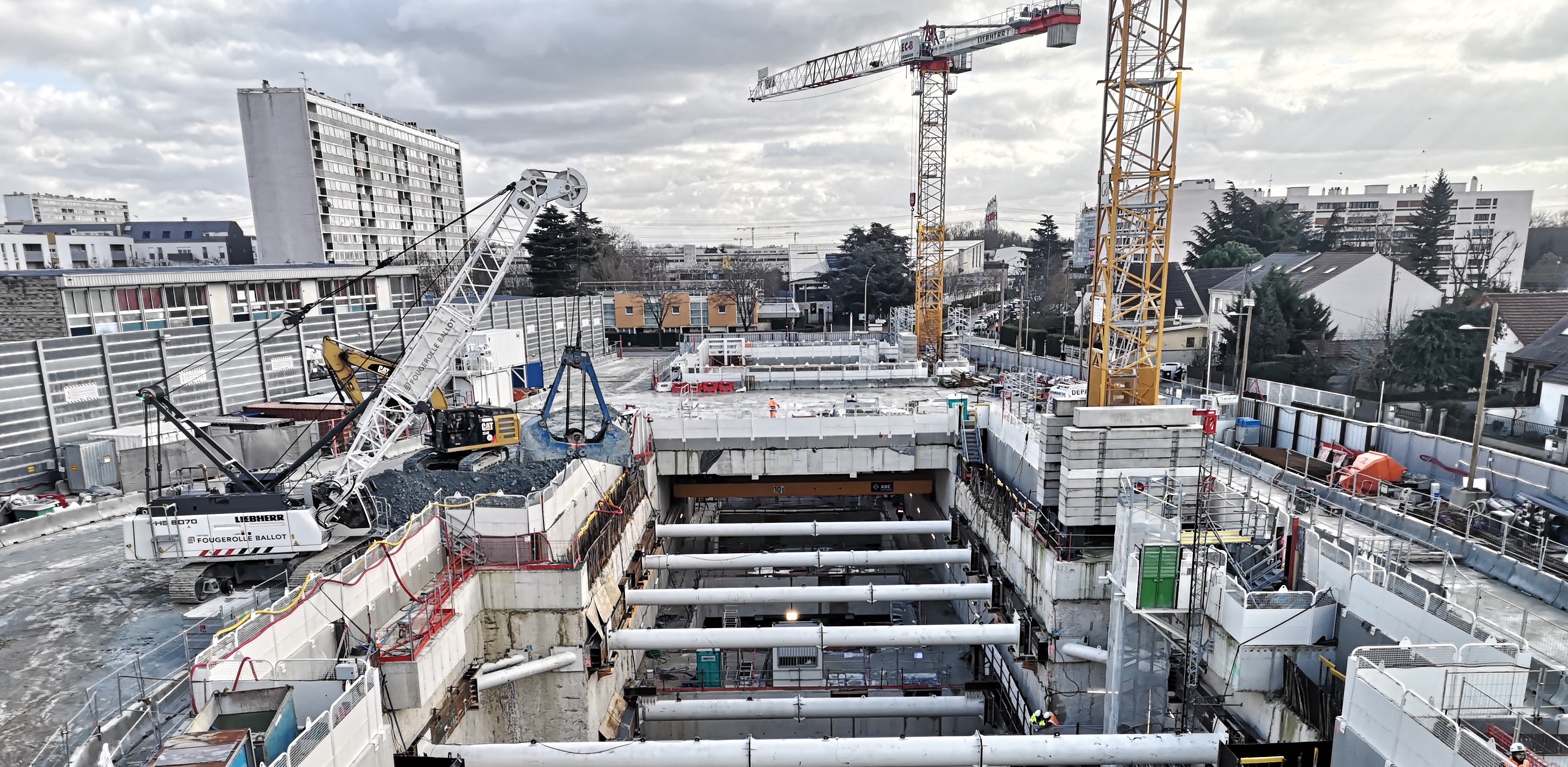 Photo du chantier de la gare Chevilly Trois-Communes en février 2020