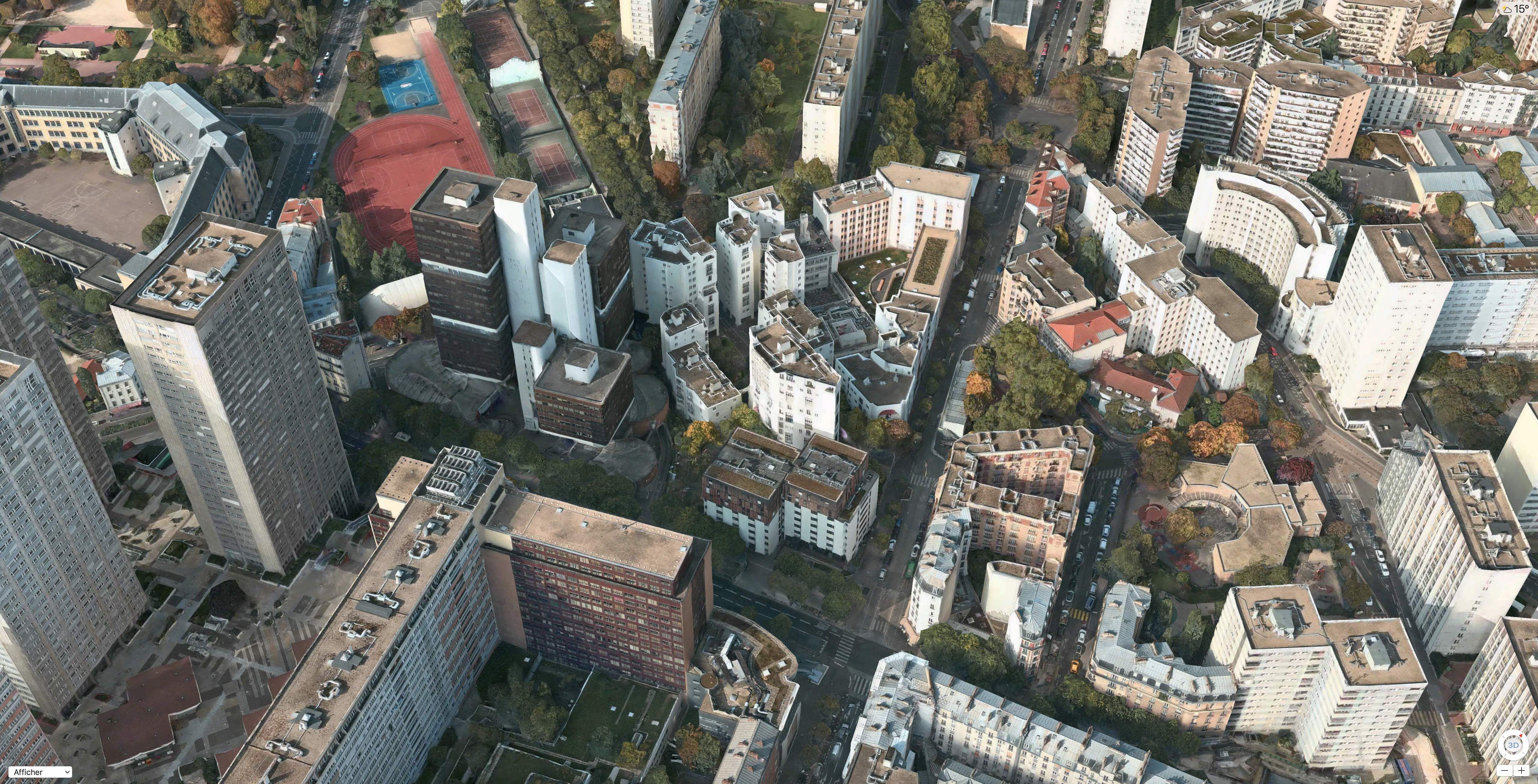 Vue aérienne de la rue Nationale, la rue de Tolbiac et la rue des Hautes Formes
