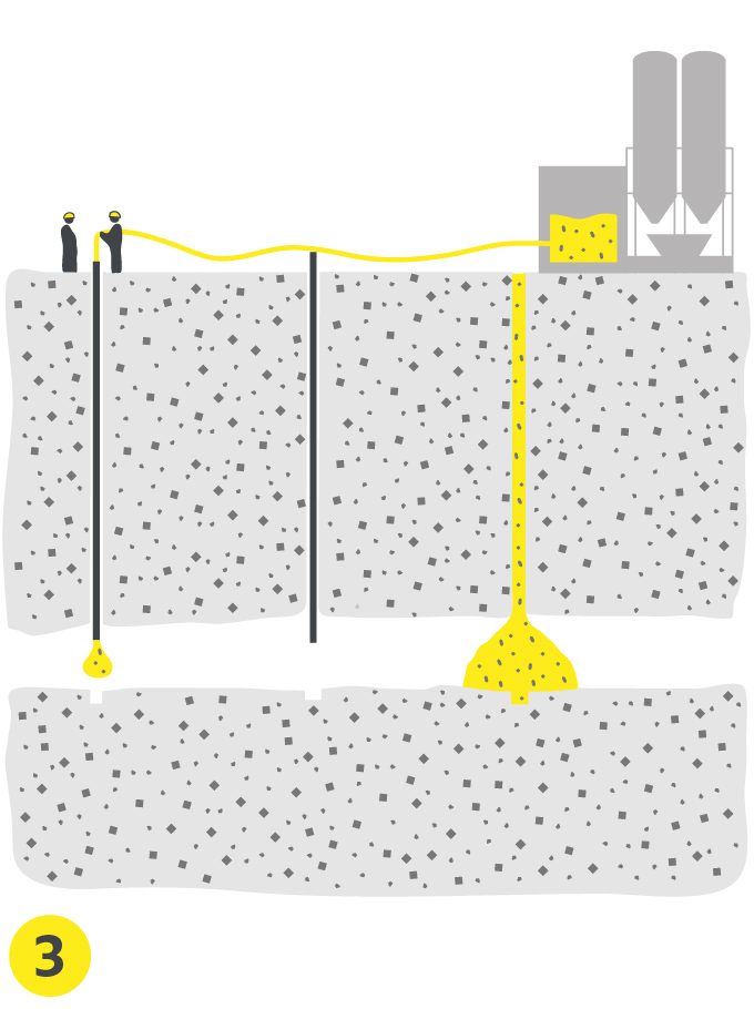 Schéma des injections de coulis de ciment