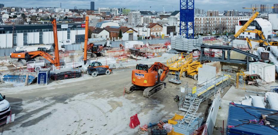 Photo du chantier de la gare Kremlin-Bicêtre Hôpital en mars 2020