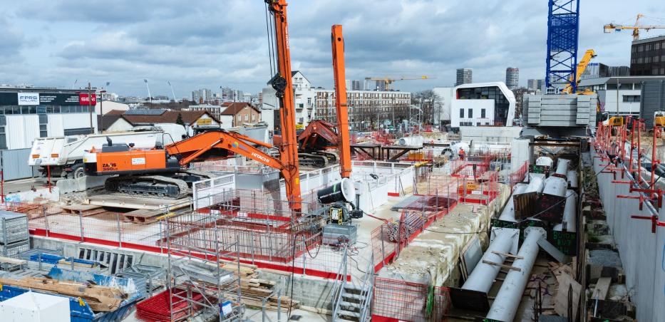 Photo du chantier de la gare Kremlin-Bicêtre Hôpital en mars 2020